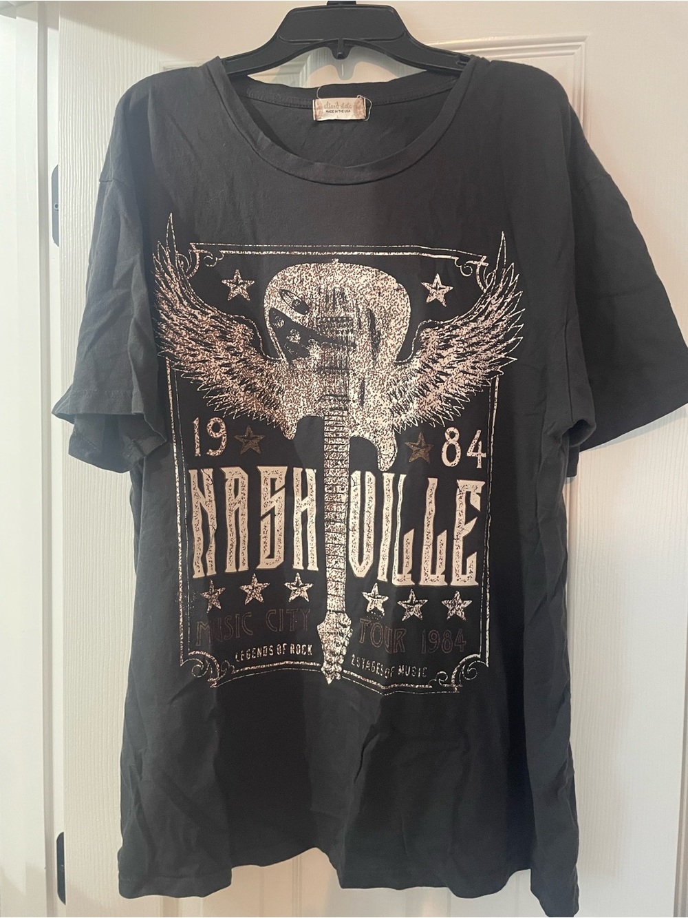 Altar'd State Black Nashville Graphic Tee with Gold Accents